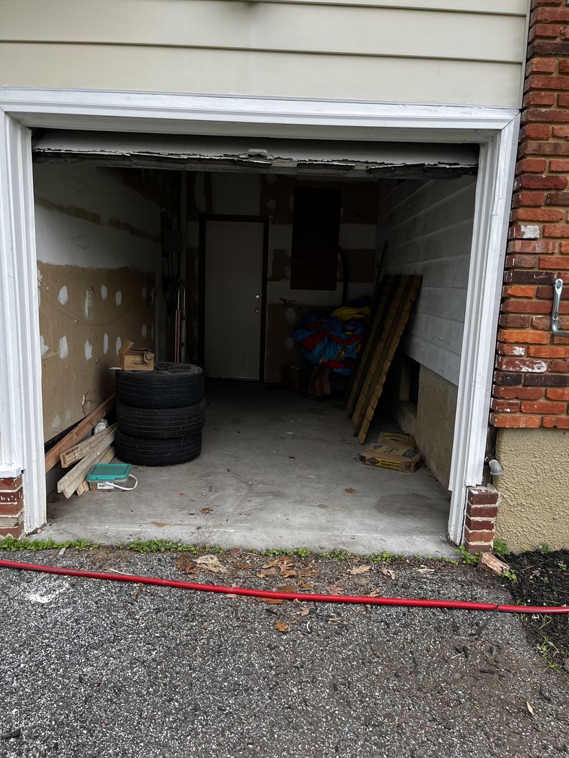 Emptied, cleared-out Baltimore garage after a cleanout