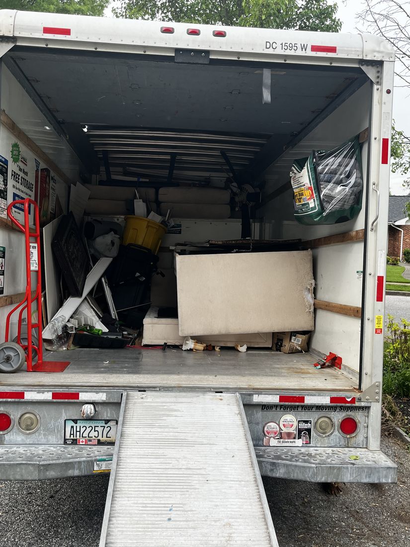 Box truck loaded with items for a Baltimore haul
